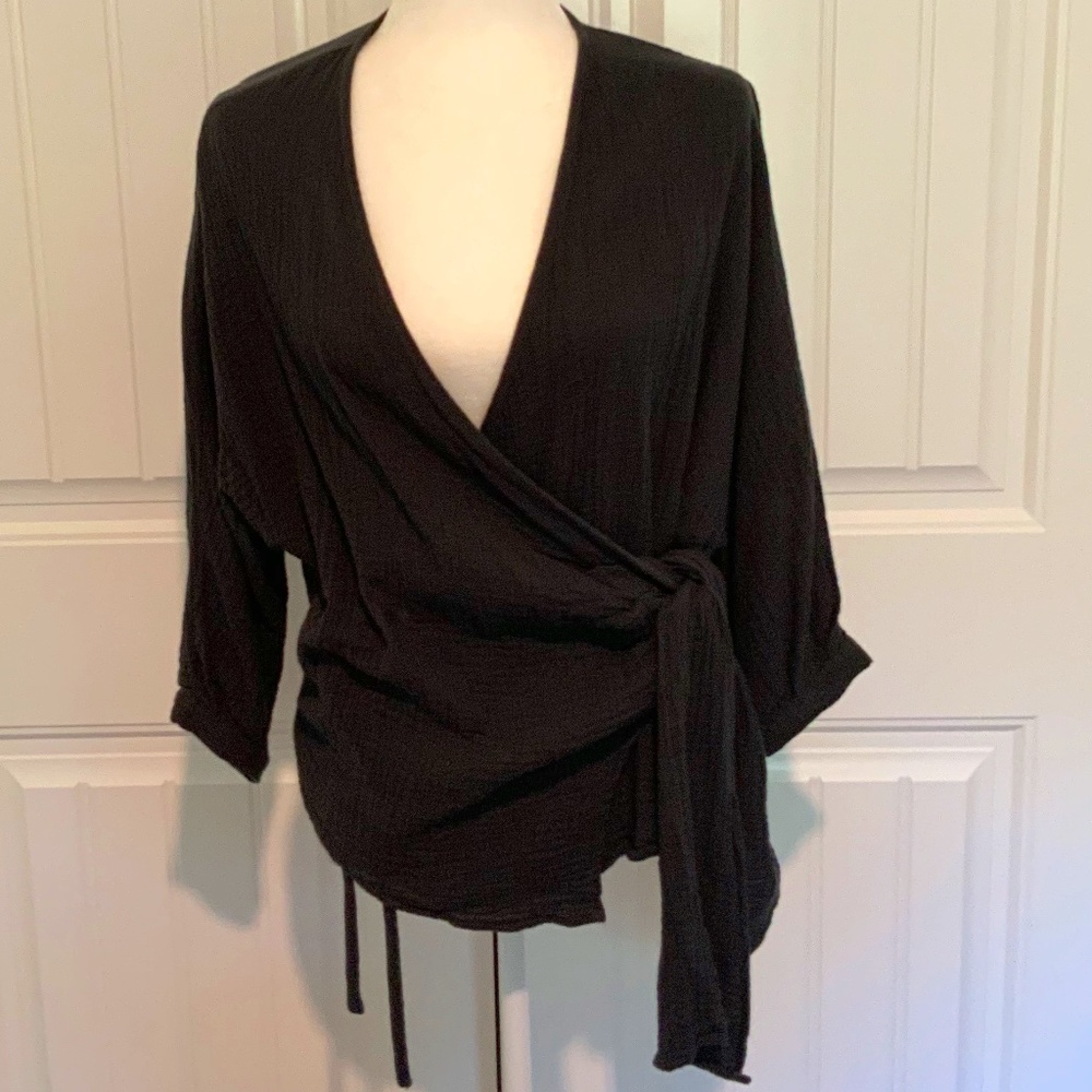 Little Lies Cotton Wrap Shirt with ties